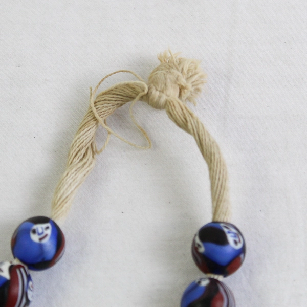 Vintage Millefiori Ghost Face Glass Beaded Necklace 12" FLAWED