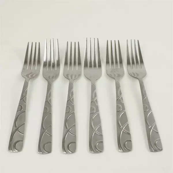 Set of 6 Cambridge Conquest Stainless Salad Forks Mid-Century Vintage