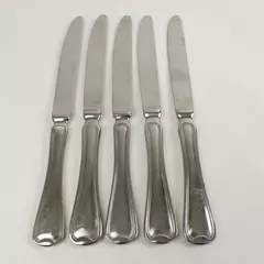 Lot of 5 Oneida Flambe Stainless Modern Solid Dinner Knives 8.5 in