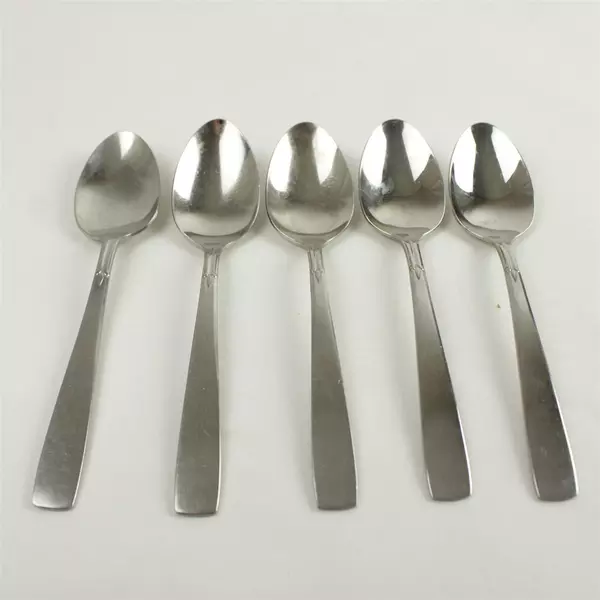 Set of 5 Oneida Satin Accent Stainless Teaspoons
