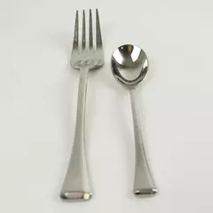 Lot of 2 Oneida Faceta Stainless Small Cold Meat Serving Fork & Sugar Spoon