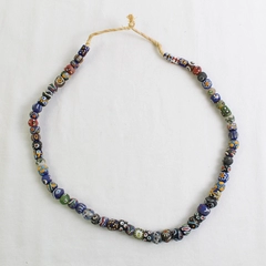 Vintage Venetian-Style Multicolor Glass Beaded Necklace 14"