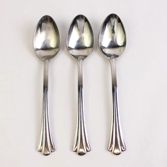 Lot of 3 Cuisinart Fairfield Pattern 18/10 SS Oval Shaped Soup Spoons 7"