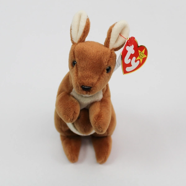 TY Beanie Babies Pouch 1996 Brown Kangaroo & Joey With Tag Plush Toy