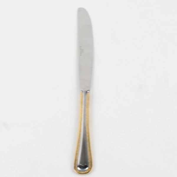 A Wallace Silver Regal Pearl Gold Accent Front/Back Dinner Knife 8.75" Good