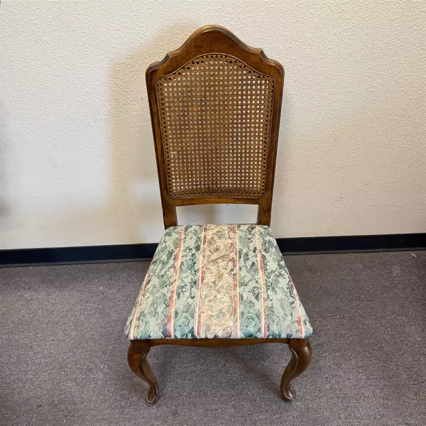 Set of 3 Vintage Stanley Furniture Upholstered Louis XV Style Cane Back Chairs