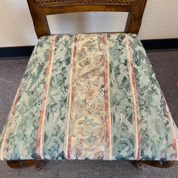 Set of 3 Vintage Stanley Furniture Upholstered Louis XV Style Cane Back Chairs