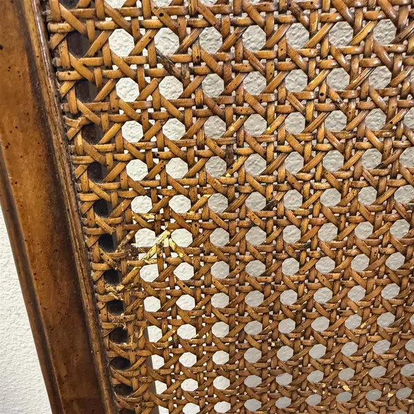 Set of 3 Vintage Stanley Furniture Upholstered Louis XV Style Cane Back Chairs