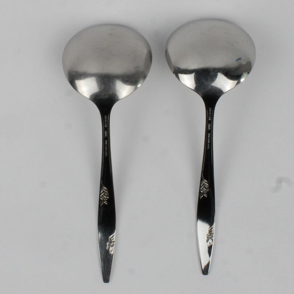 Lot Of 2 Oneida Silver Rose Duet (Stainless) Flatware Solid Gravy Ladles