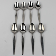 Lot Of 8 Noritake Linden Pattern Oval Shaped Soup Spoons 18/8 Stainless 7.5"