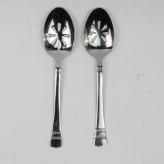 Lot Of 2 International Silver Kensington Flatware Pierced Serving Spoon 9"