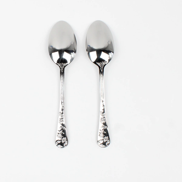 Lot of 2 Reed & Barton Queen's Garden Pattern SS Oval Shaped Soup Spoons 7" New