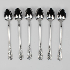 Lot of 6 Reed & Barton Queen's Garden Pattern SS Iced Tea Spoons 7.75" New
