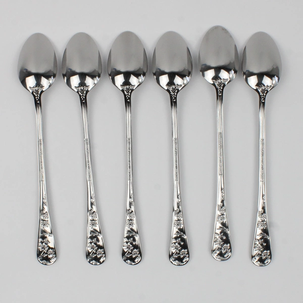 Lot of 6 Reed & Barton Queen's Garden Pattern SS Iced Tea Spoons 7.75" New