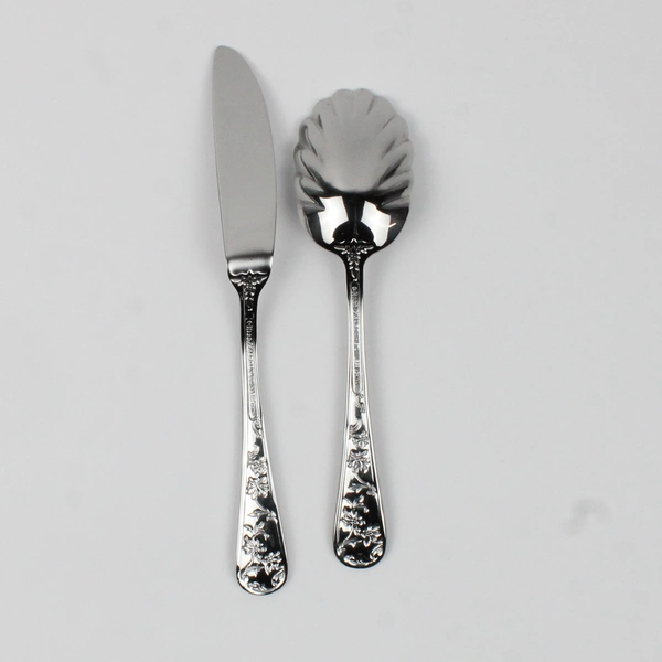 Lot of 2 Reed & Barton Queen's Garden Pattern SS Butter Knife Sugar Spoon New