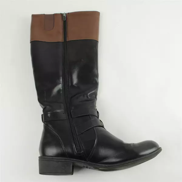 Arizona "Denver” Faux Leather Women’s Sz 9.5 Riding Boots Reg Calf Black/Brown