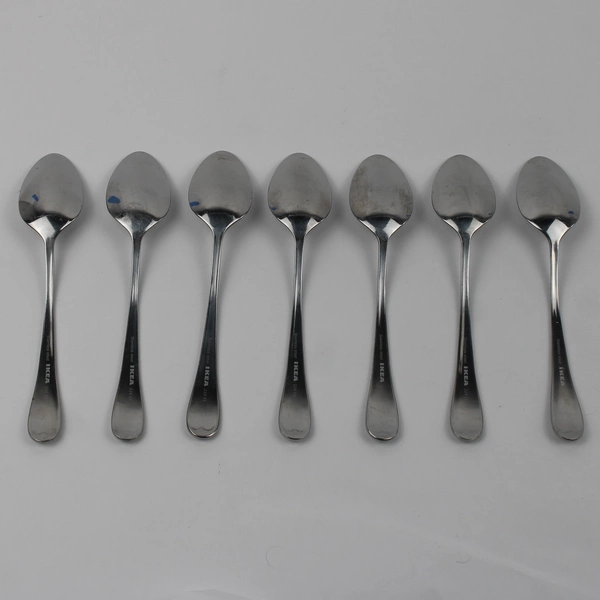 Lot of 7 IKEA Gamman Pattern Stainless Steel Teaspoons 5.75" Good