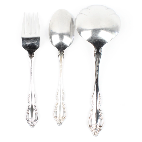 Lot Of 3 Oneida Silver Samantha (Stainless) Flatware Ladle Salad Fork Soup Spoon