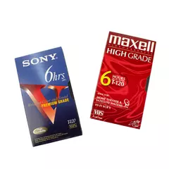 Lot of 2 New Sony & Maxell Blank VHS Tapes 6HR VCR Recording
