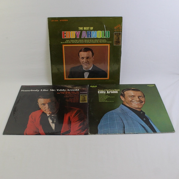 Lot of 3 LP Eddy Arnold Somebody Like Me, Songs of the Young World, The Best Of