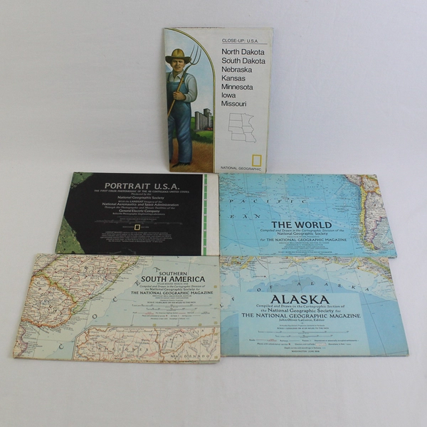 Lot of 10 Vintage National Geographic Map & Other Inserts 1956 - 2005 Good