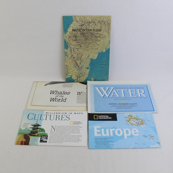 Lot of 10 Vintage National Geographic Map & Other Inserts 1956 - 2005 Good