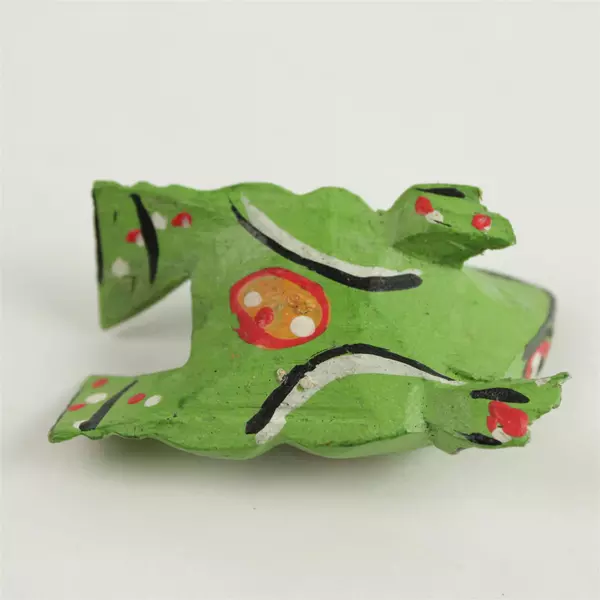 Set of 2 Vintage Bali Painted Wooden Frogs 5" Folk Art Good Fortune