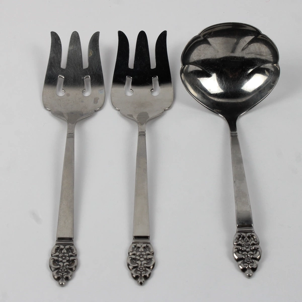 Lot Of 3 Oneida Craft Nordic Crown (Stainless) Flatware 2 Serving Fork & Ladle