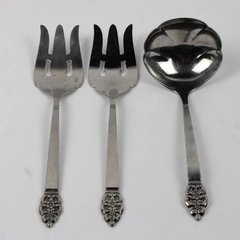 Lot Of 3 Oneida Craft Nordic Crown (Stainless) Flatware 2 Serving Fork & Ladle
