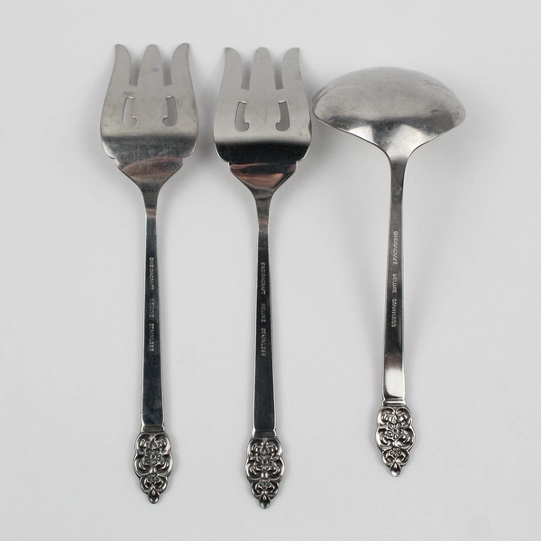 Lot Of 3 Oneida Craft Nordic Crown (Stainless) Flatware 2 Serving Fork & Ladle
