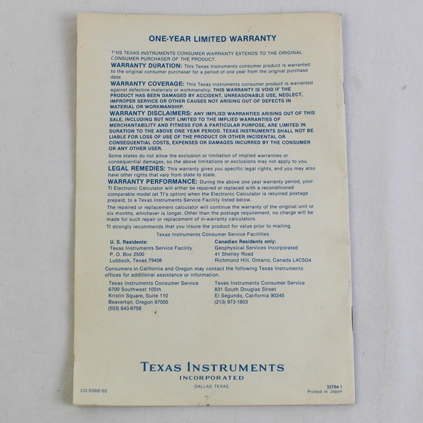 Vintage Texas Instruments TI-5130 Printer Display Calculator With Memory 1981