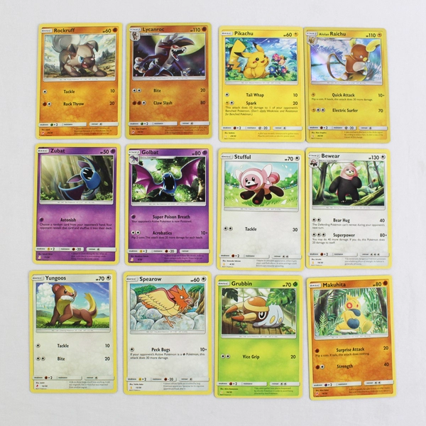 Lot Of 17 Pokemon Basic Trainer Stage 1 Trading Cards 2017 Holo Lycanroc Raichu