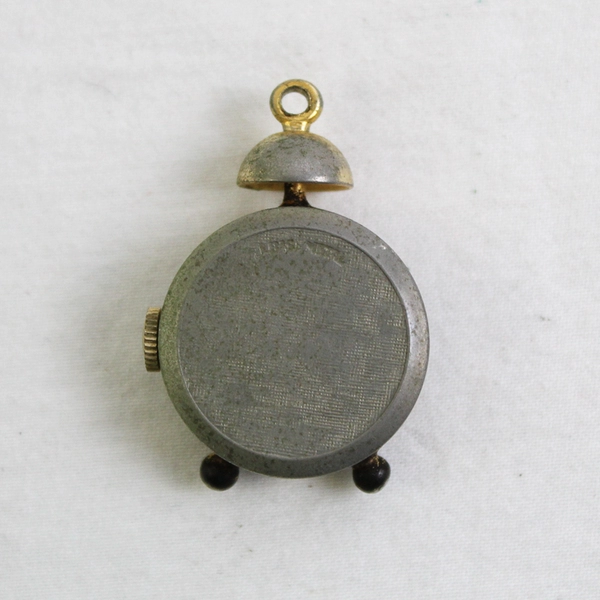 Vintage Sheffield Gold-Tone Alarm Clock Pendant Watch No Chain UNTESTED