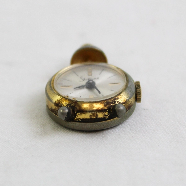 Vintage Sheffield Gold-Tone Alarm Clock Pendant Watch No Chain UNTESTED