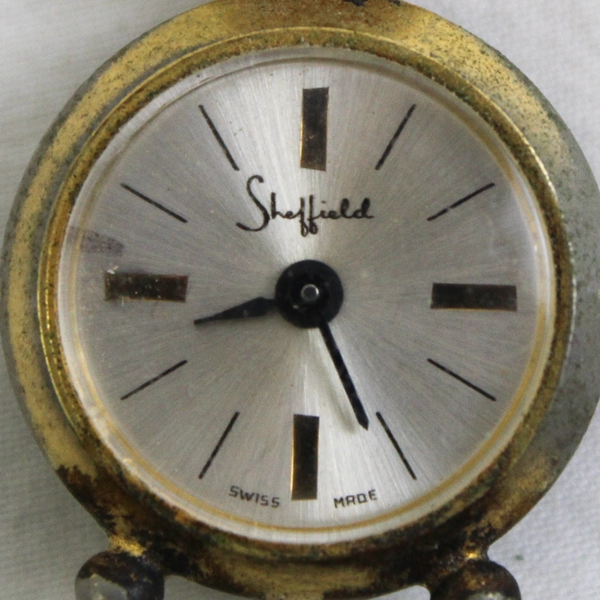 Vintage Sheffield Gold-Tone Alarm Clock Pendant Watch No Chain UNTESTED