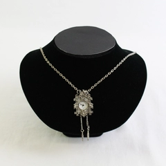 Vintage Marcasite Silver-Tone Cuckoo Clock Pendant Watch 28" UNTESTED