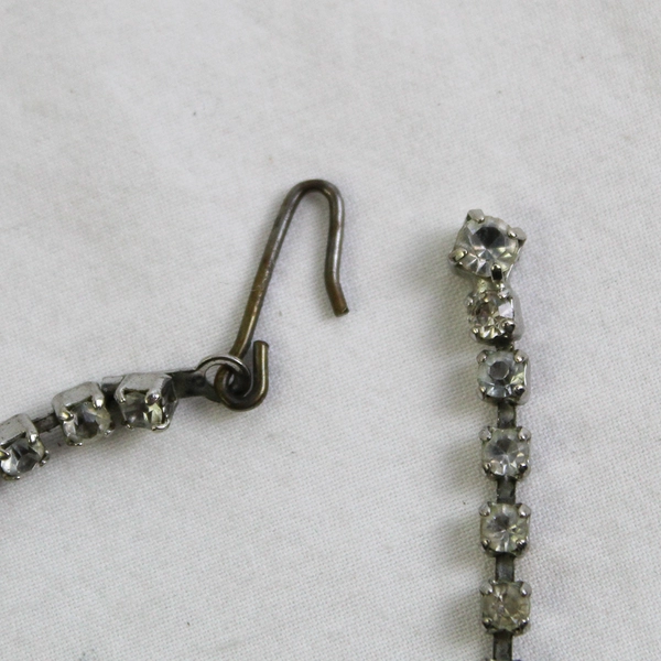 Vintage Unsigned Clear Rhinestone Silver-Tone Choker Necklace 15"