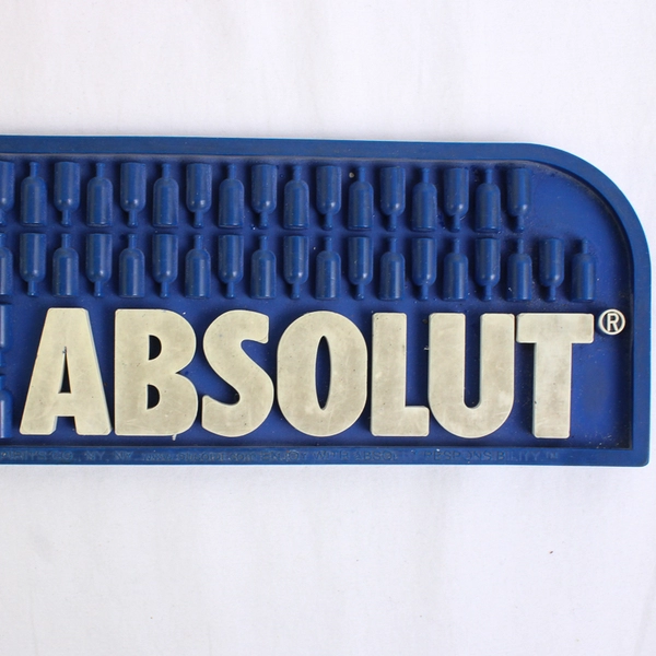 Absolut Blue/White Silicone Bar Service Mat Spill Rail 2006 23" Long