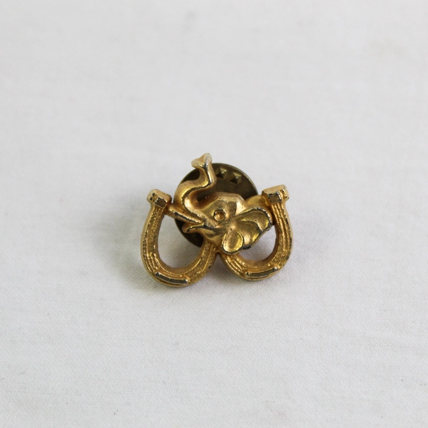 Vintage Republican Elephant Horseshoe Gold-Tone Lapel Pin