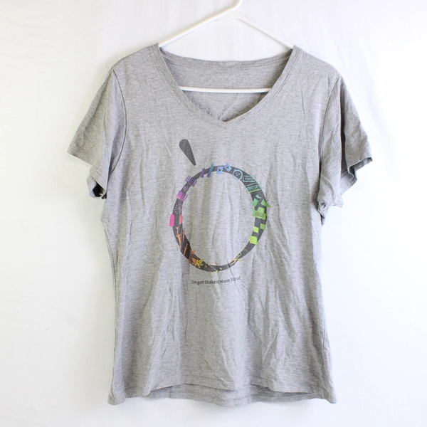 2019 Oregon Shakespeare Festival Gray V-Neck T-Shirt Women's Size Large