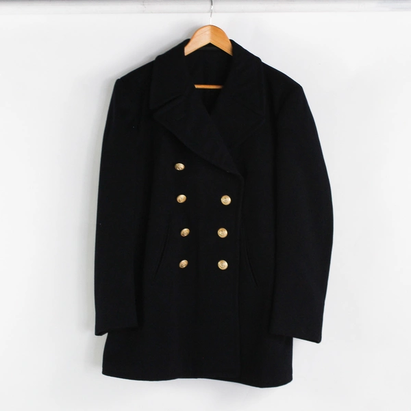 Vintage BAWI Men's 40 Blue United States Military Naval 100% Wool Peacoat