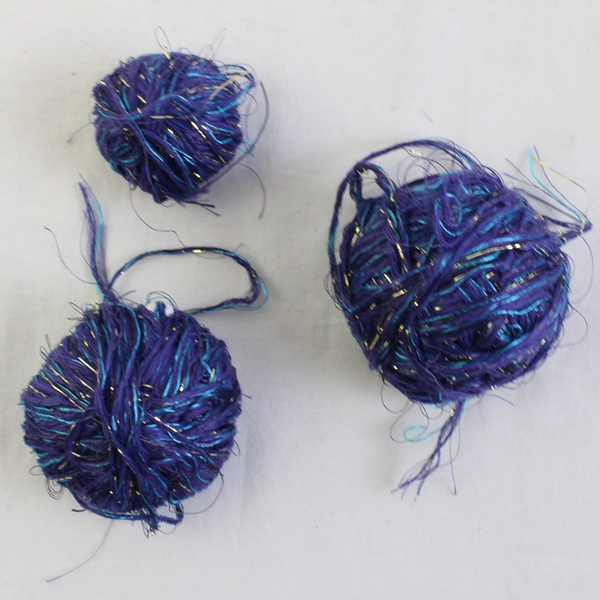 Lot of 6 Small Metallic Purple Blue Yarn Balls for Knitting Crocheting 2" Round