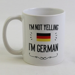 Orca Coating "I'm Not Yelling I'm German" White Ceramic Coffee Mug 4" Tall