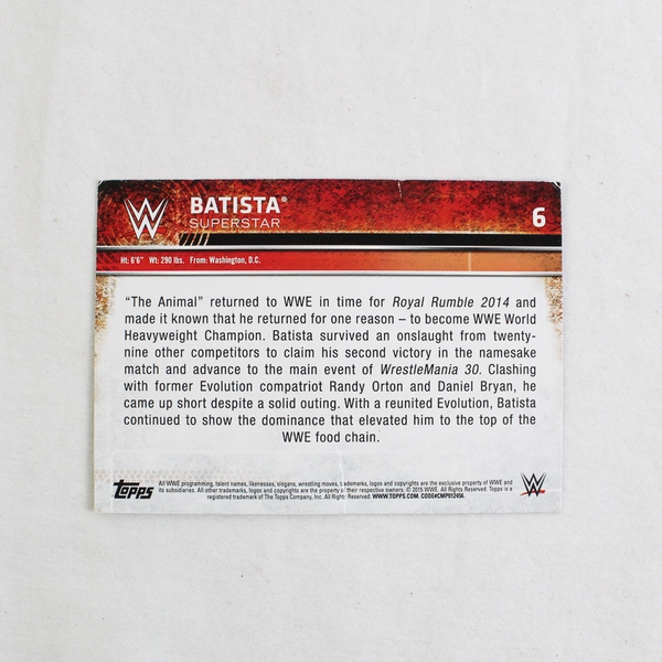 Lot Of 7 Topps WWE Wrestling Trading Cards 2013 2015 Hogan Batista Piper Wyatt