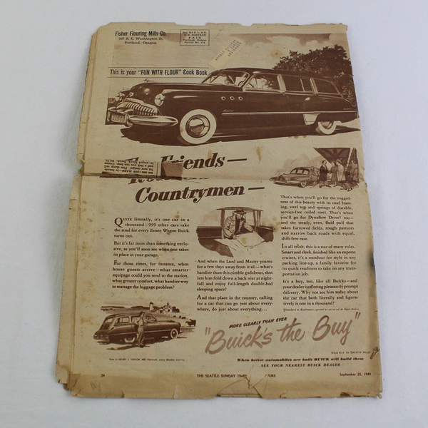 1949 Seattle Sunday Times Fisher Flouring Mills Special Section Recipes 