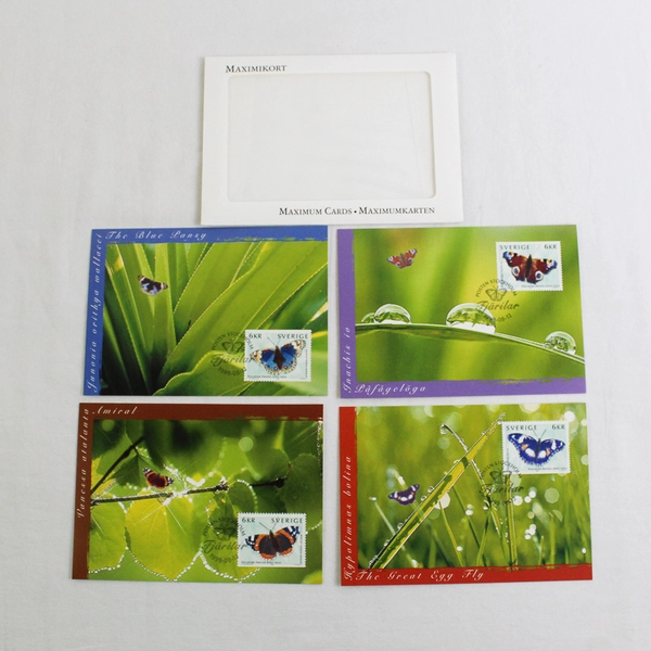 Set Of 4 Sweden Maximum Card Postcards Butterflies 2012