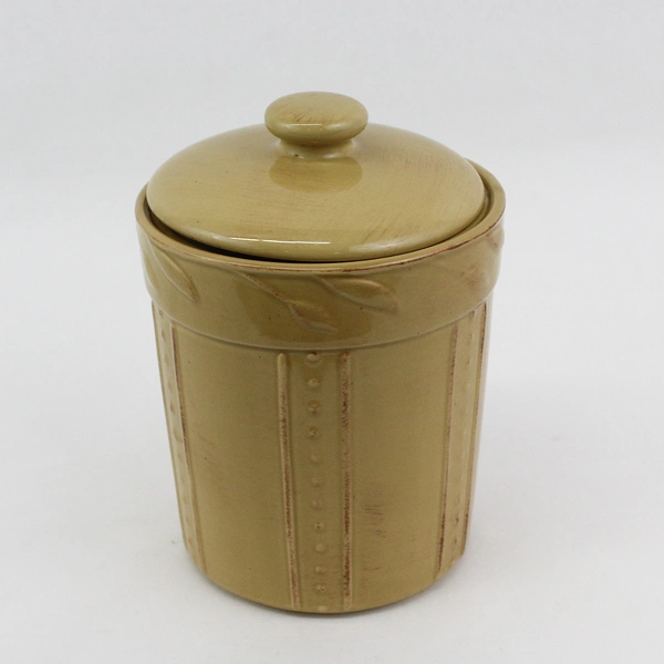 2001 Signature Sorrento Debby Segura Large Wheat Gold Ceramic Canister 