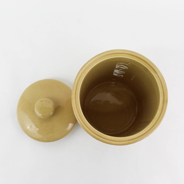 2001 Signature Sorrento Debby Segura Large Wheat Gold Ceramic Canister 