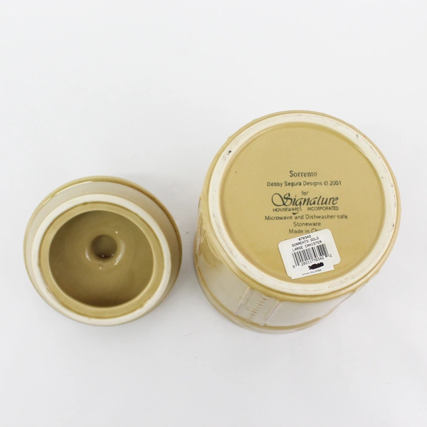 2001 Signature Sorrento Debby Segura Large Wheat Gold Ceramic Canister 