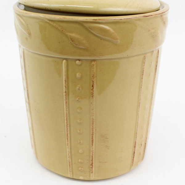 2001 Signature Sorrento Debby Segura Large Wheat Gold Ceramic Canister 